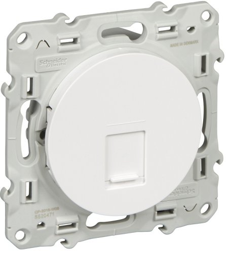 Розетка компьютерная без рамки Schneider Electric Odace 1-м. RJ45 5е белый  картинка